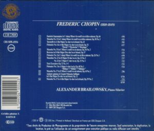 Alexander Brailowsky Plays Chopin: Mazurkas, Polonaises & Other Pieces (Masterworks Portrait)