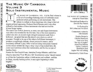 The Music Of Cambodia, Volume 3 – Solo Instrumental Music