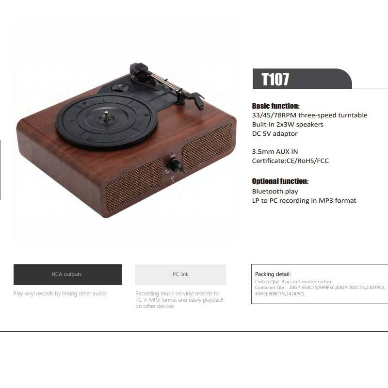 Wooden Turntable Player