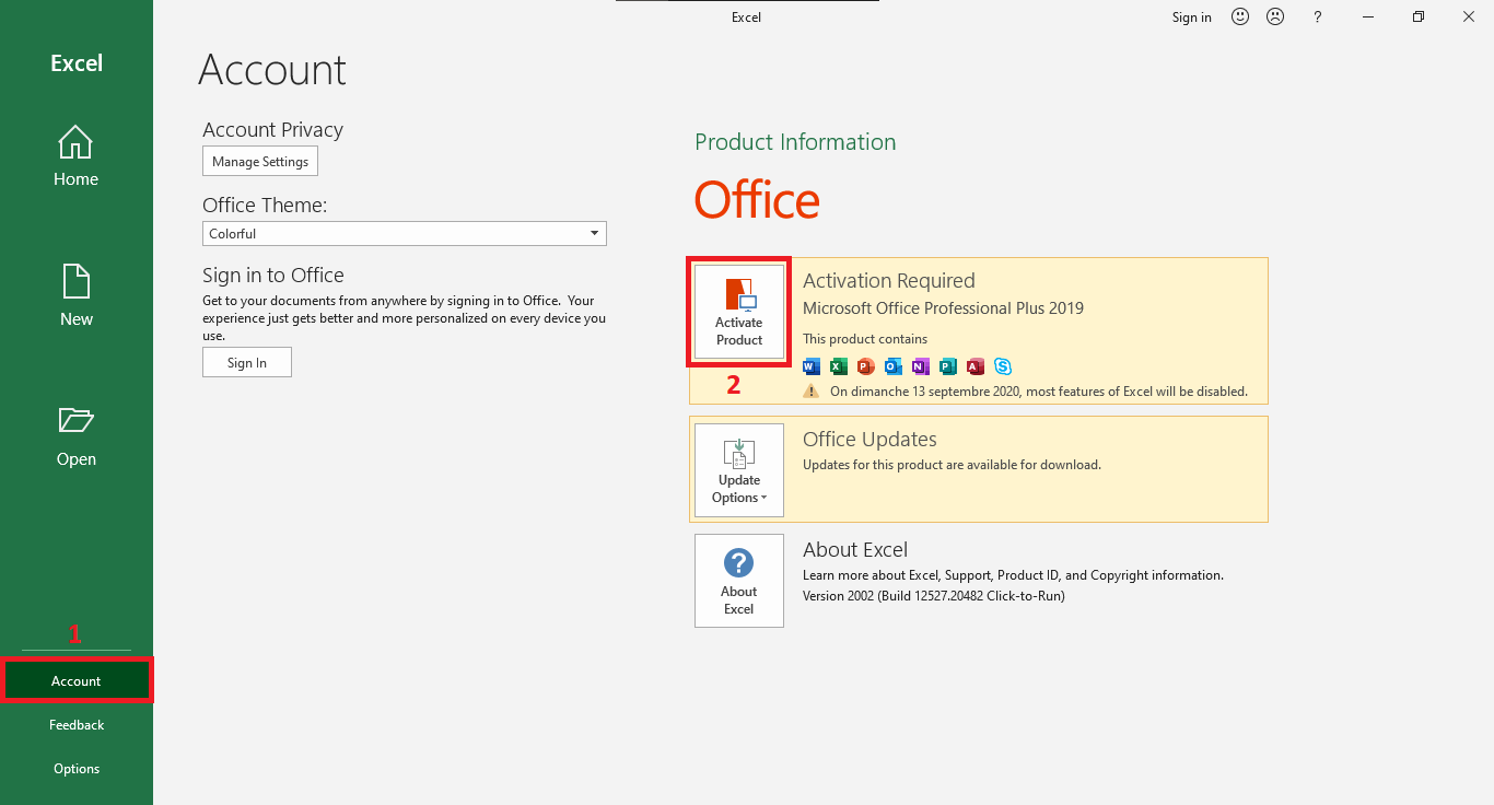 Office Activation Screen
