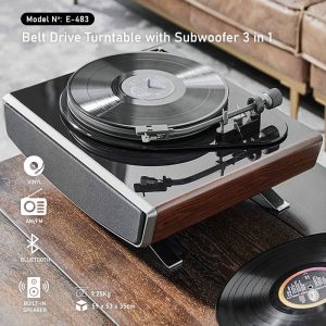 Belt Drive Turntable with Subwoofer 3 in 1
